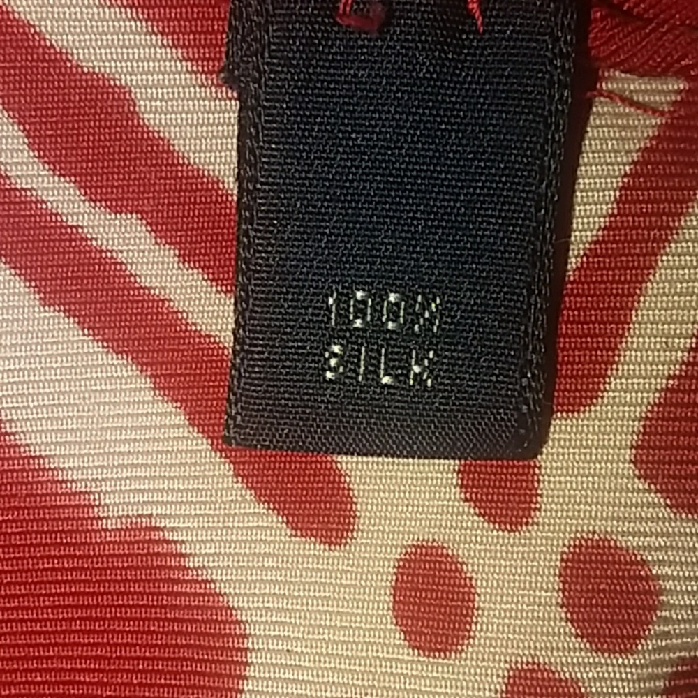 Burberry Red and White Check Scarf 100% Silk Batik - Picture 6 of 6